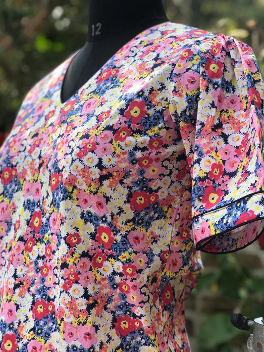 sustainable fashion, summer floral top, cotton, ethically made