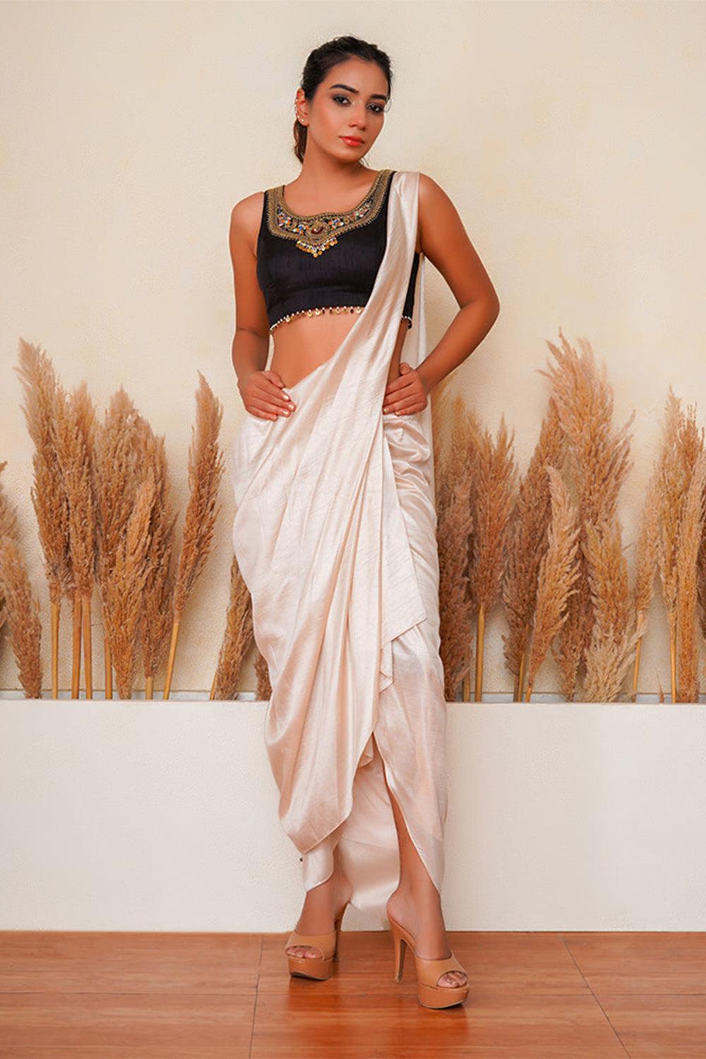 Beige Taban Adorn Saree - Yuniku London
