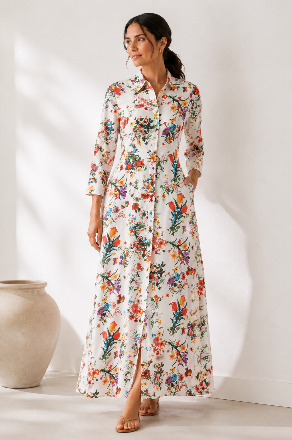 White Floral Maxi Dress