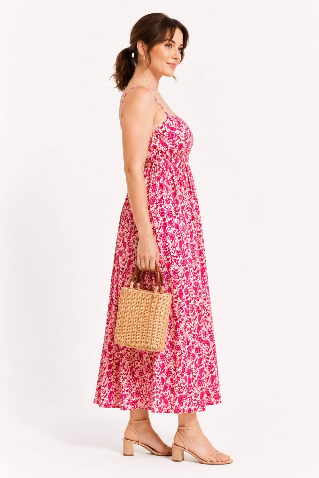 Fuschia Paisley Summer Maxi Dress