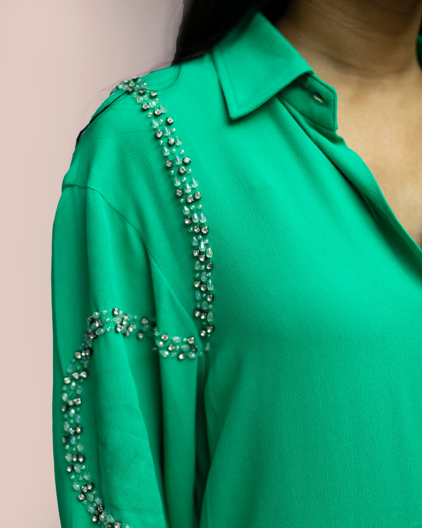 Embellished Parrot Green Cord Set