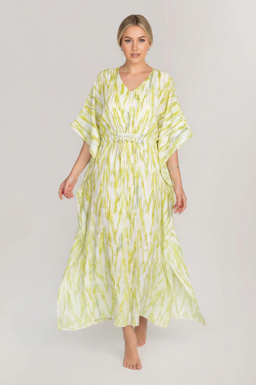 Luxury Shell Dresstan | Abstract Print Viscose
