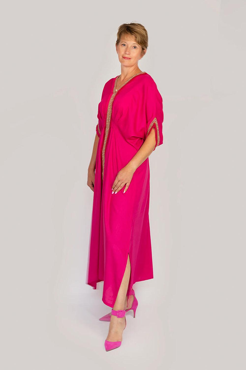 Luxury Fuschia Maxi Dresstan - Yuniku London