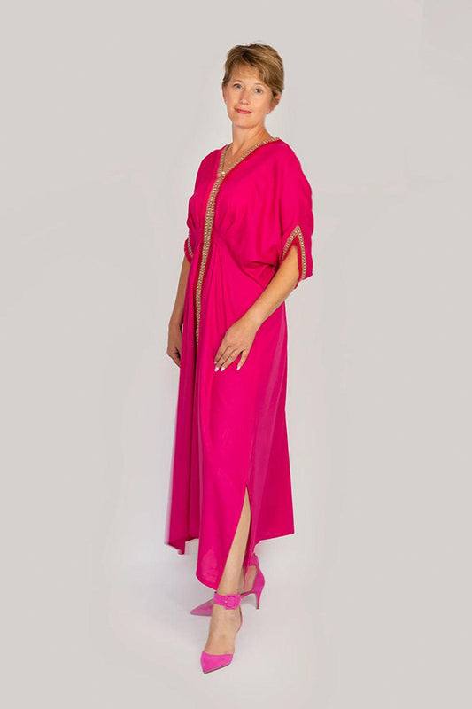 Luxury Fuschia Maxi Dresstan - Yuniku London