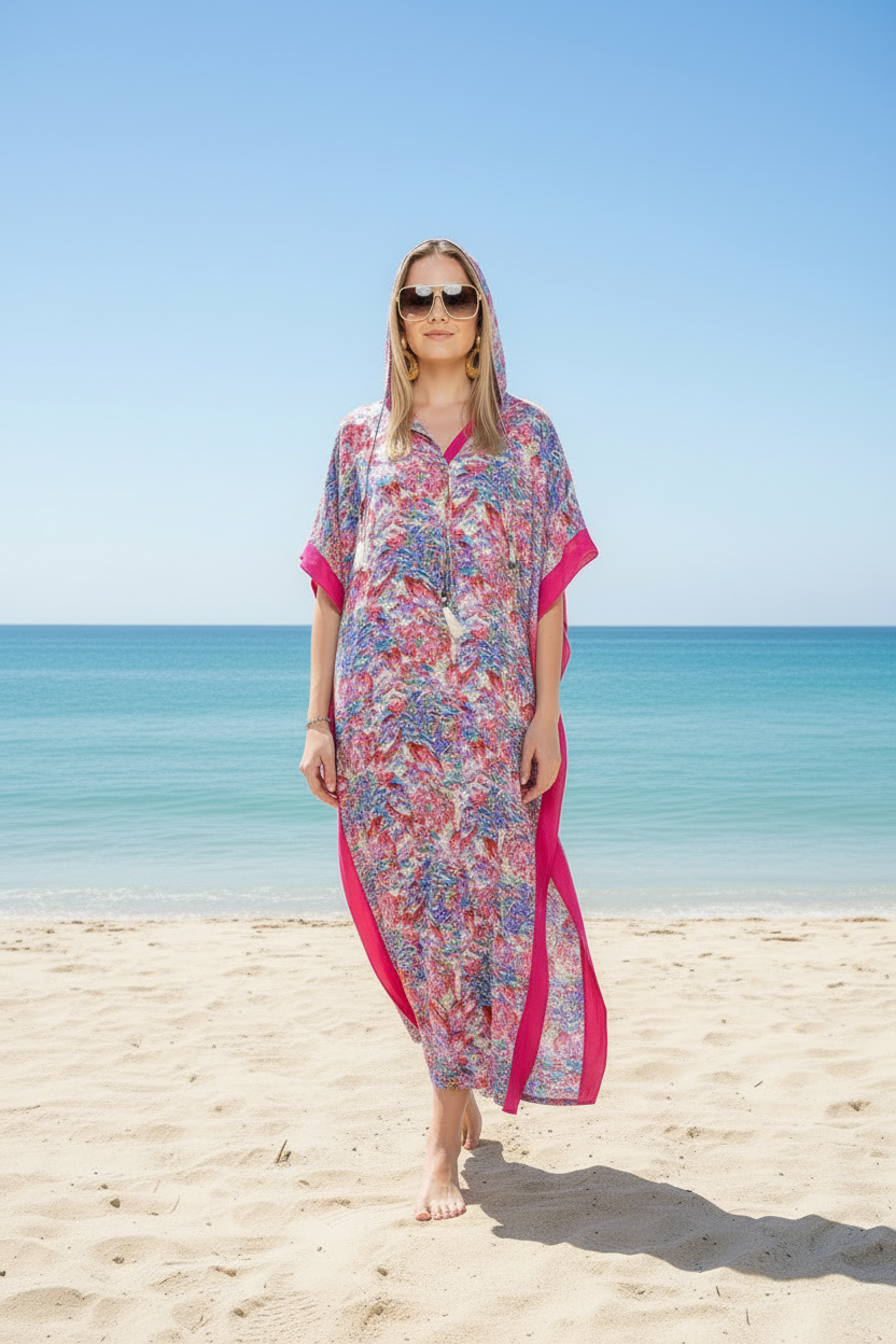 Multi-Colour Hooded Dresstan | Happy Summer Print