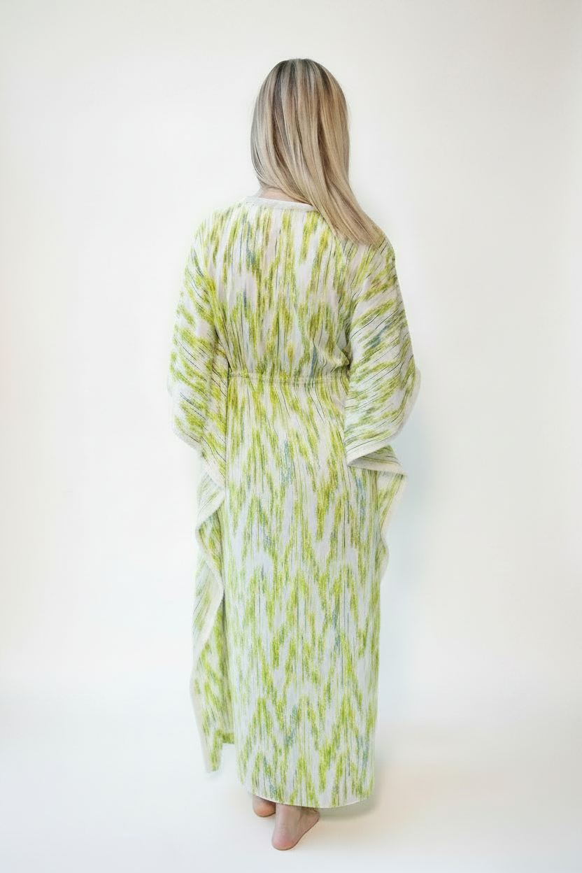 Fringe Maxi Dresstan | Viscose Crepe Drawstring Dress