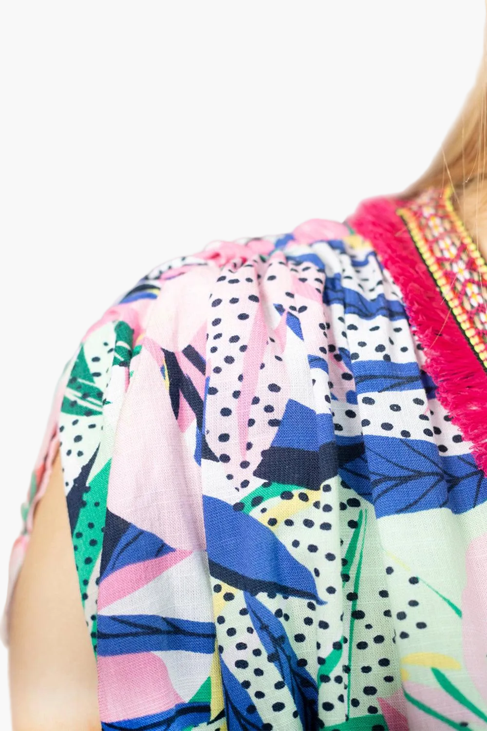 Tropical Whimsy Dresstan | Cotton-Linen Botanical Print