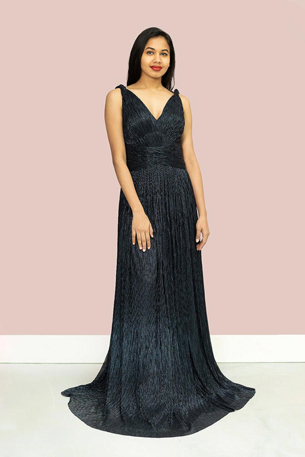 Shimmer Navy Gown - Yuniku London