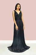Shimmer Navy Gown - Yuniku London