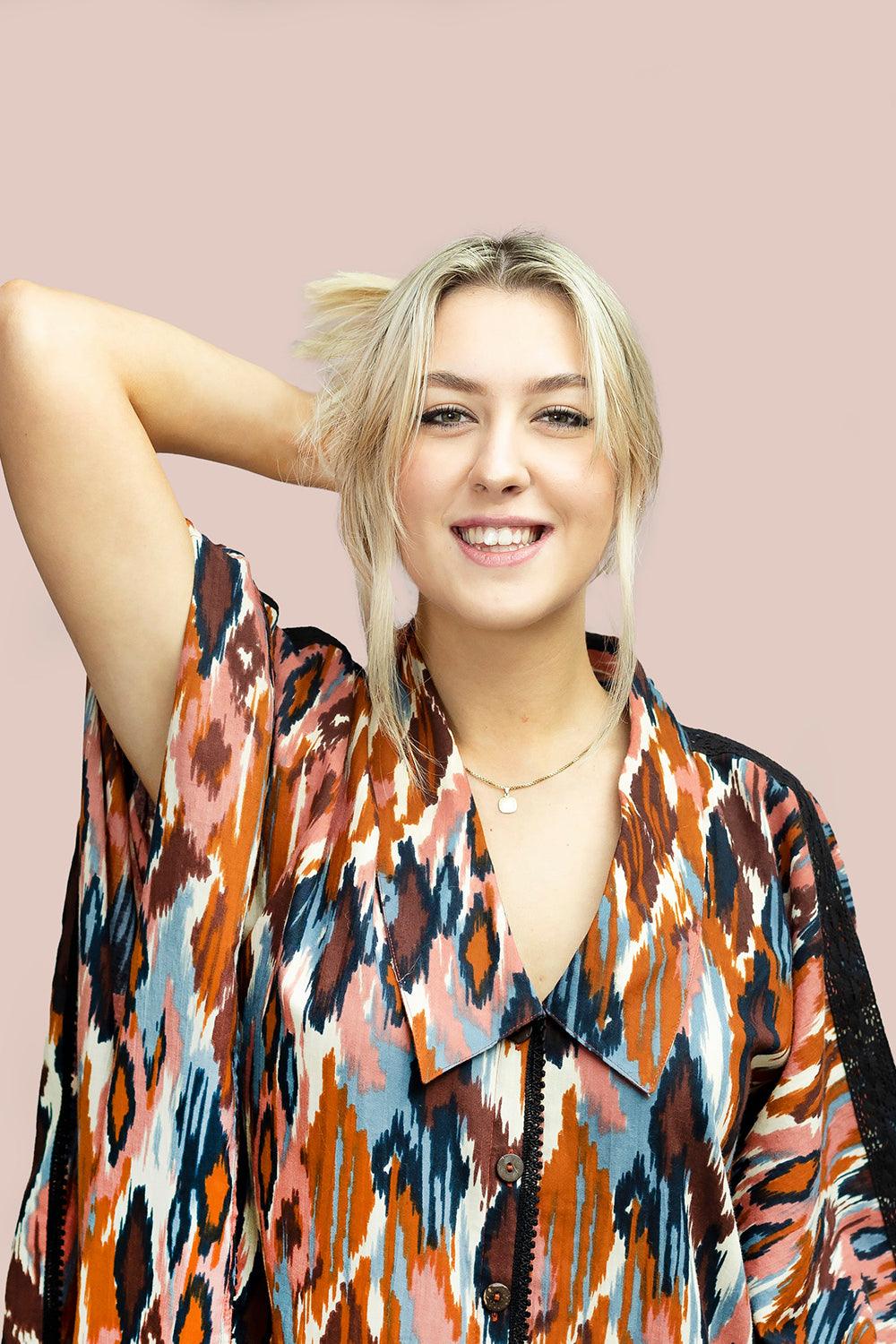 Ikat Shirt Dresstan - Yuniku London