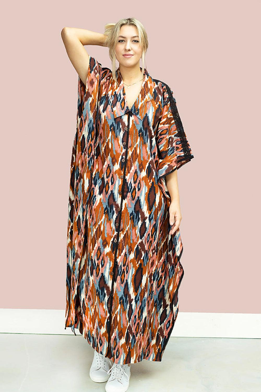 Ikat Shirt Dresstan - Yuniku London