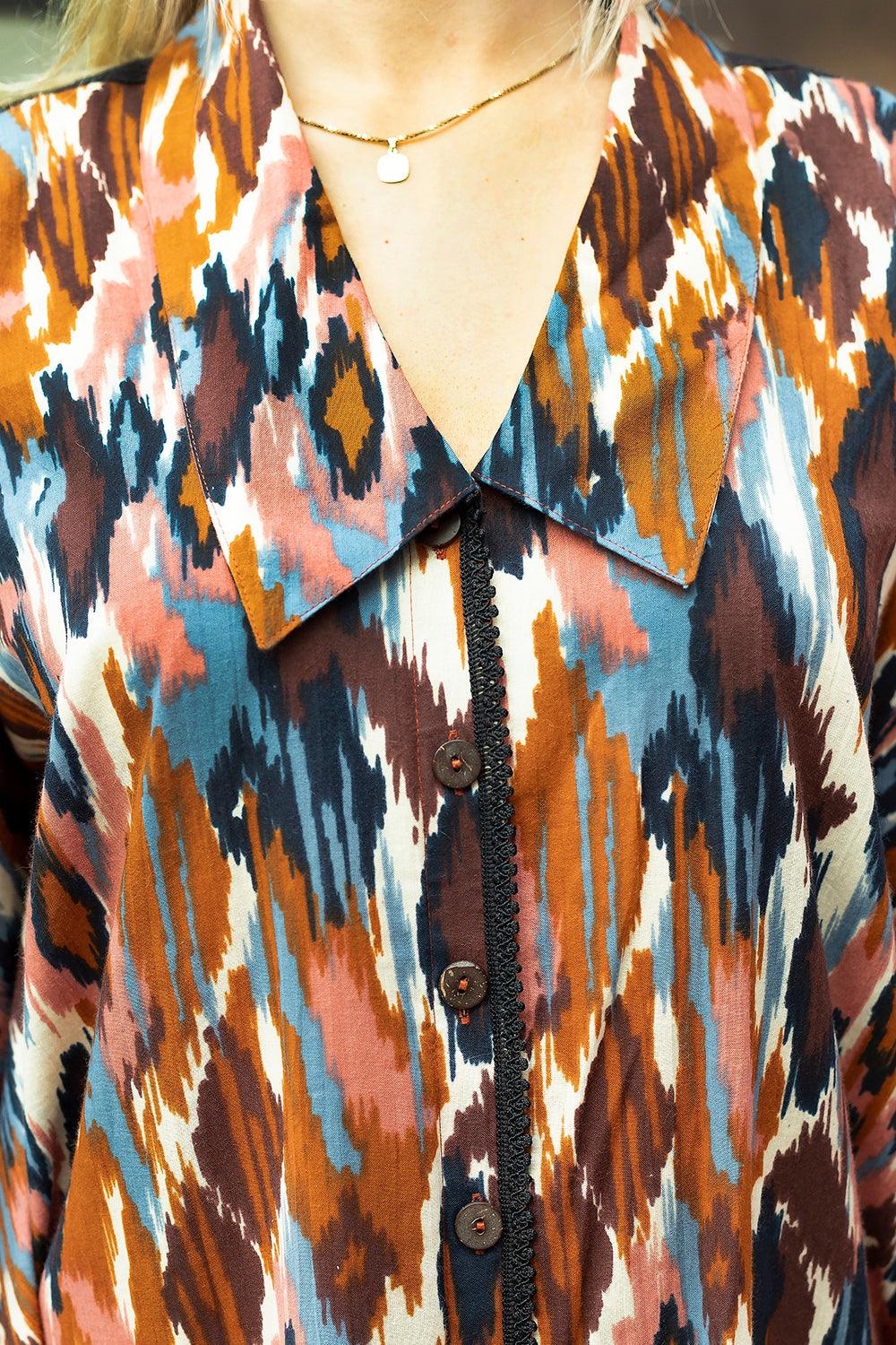 Ikat Shirt Dresstan - Yuniku London