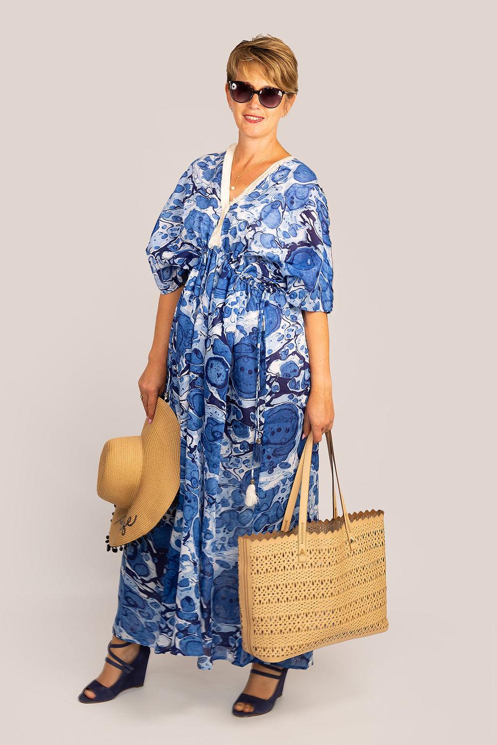 Marble Indigo Dresstan - Yuniku London