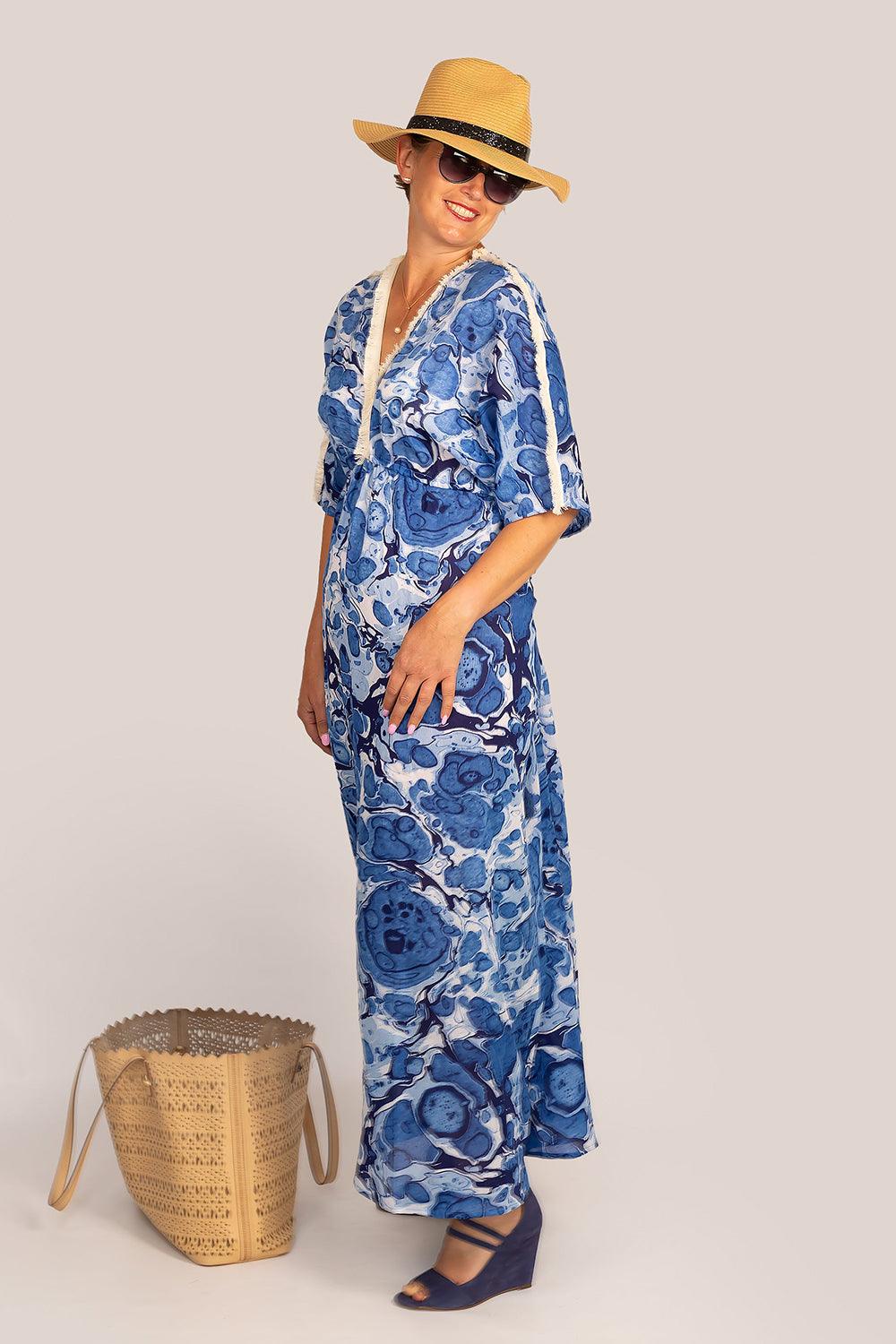Marble Indigo Dresstan - Yuniku London