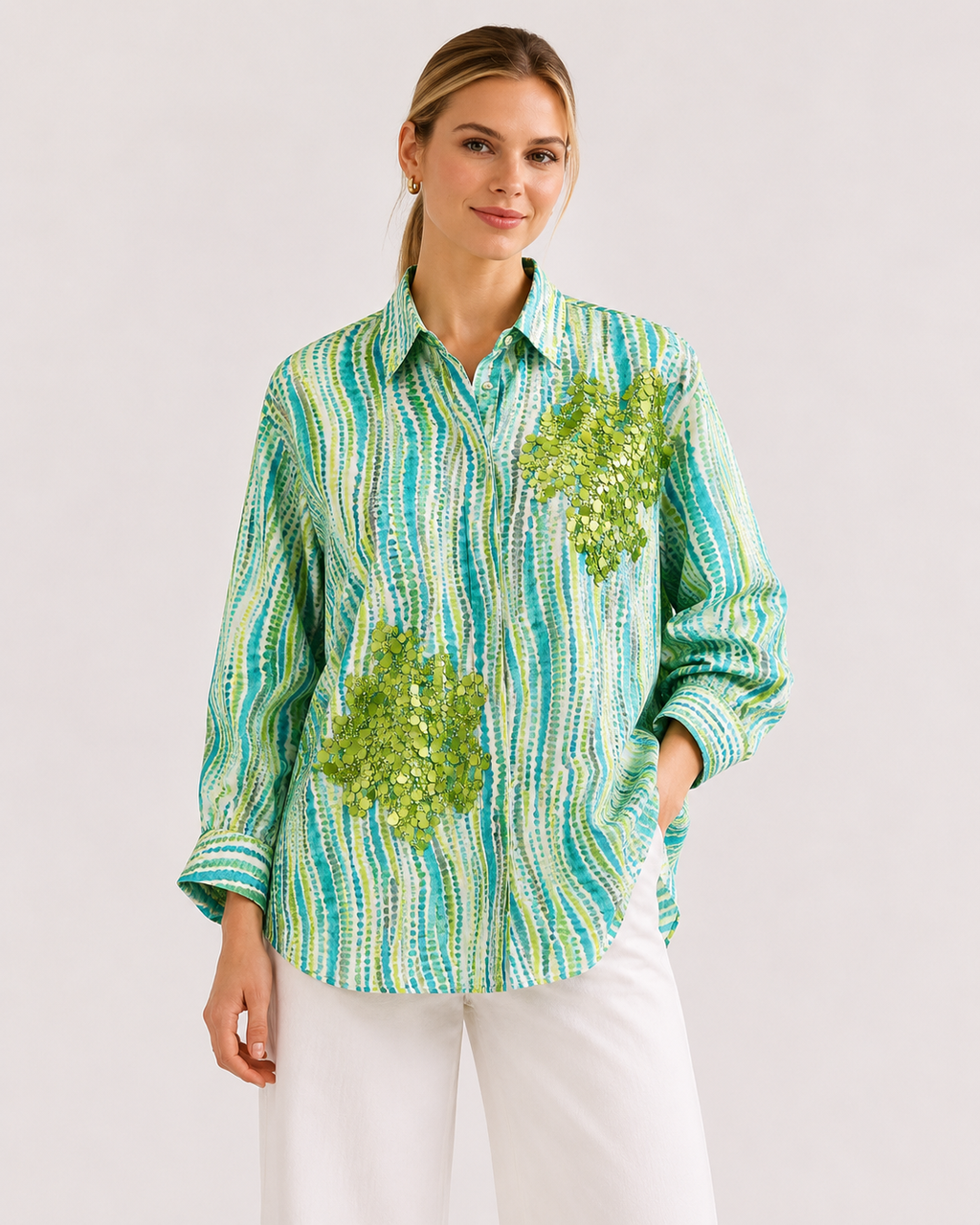 Modern Teal sequins shirt