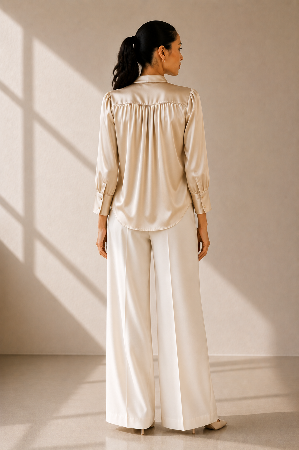Champagne Silk Satin Shirt