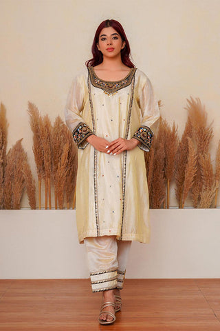 Rosette Ecru Kurta Set - Yuniku London
