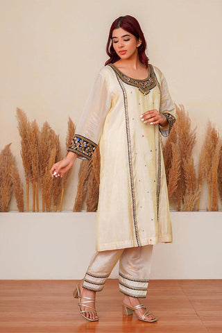 Rosette Ecru Kurta Set - Yuniku London