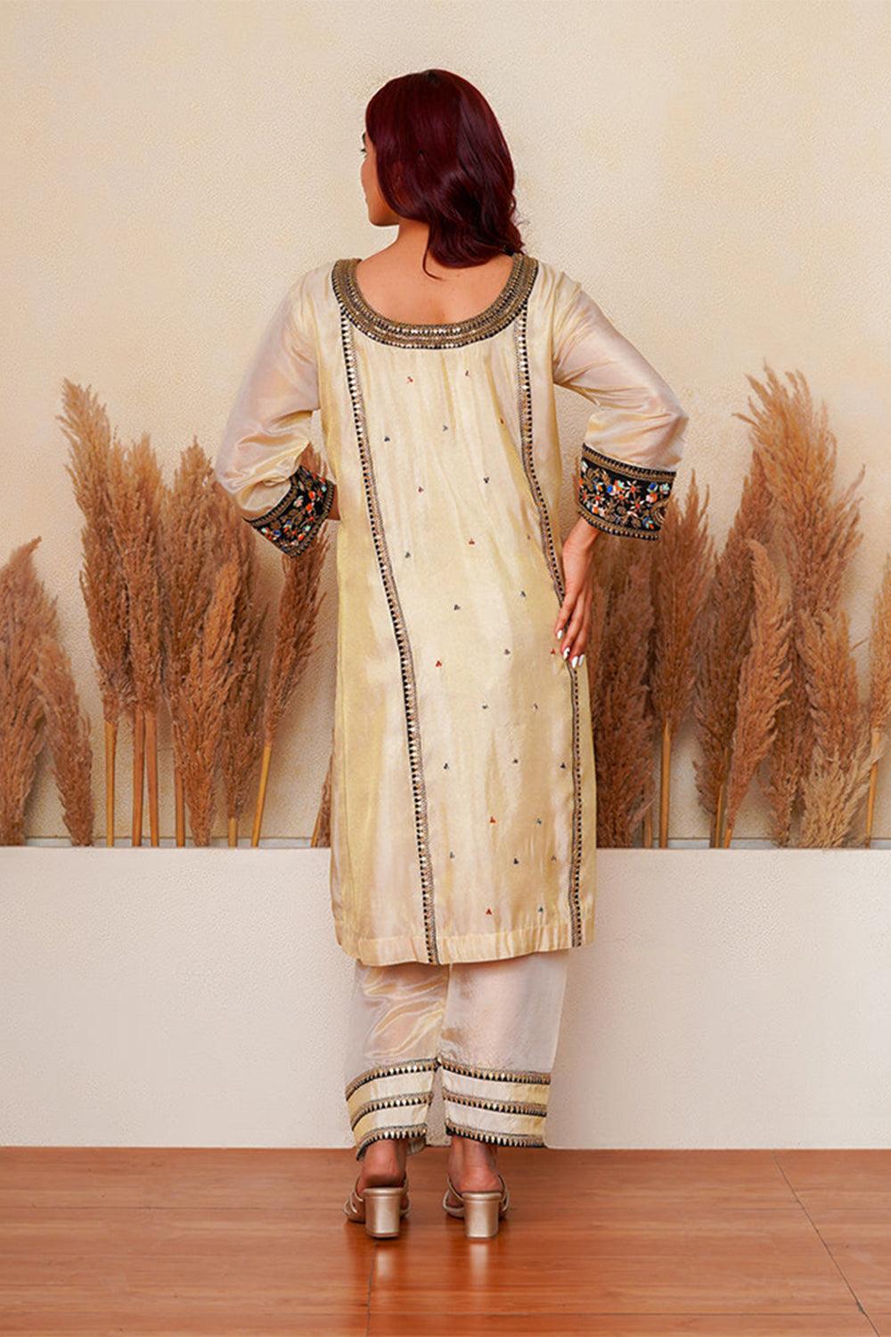 Rosette Ecru Kurta Set - Yuniku London