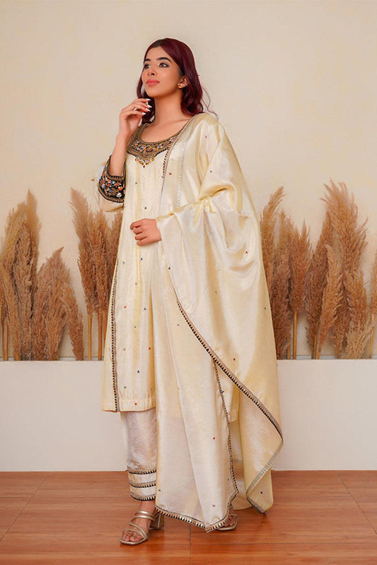 Rosette Ecru Kurta Set - Yuniku London