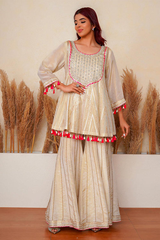 Blooming Ecru Kurta set - Yuniku London