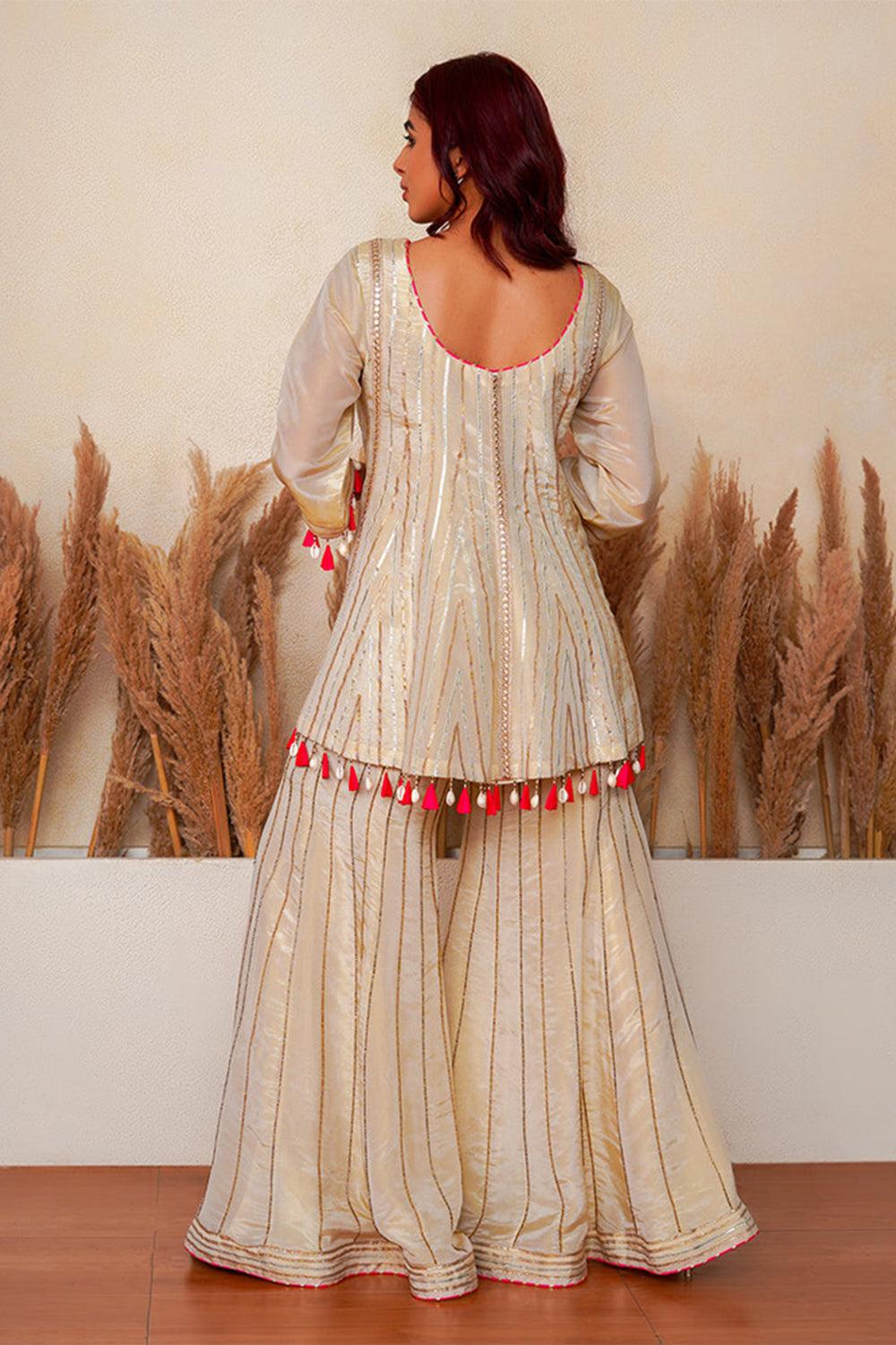 Blooming Ecru Kurta set - Yuniku London