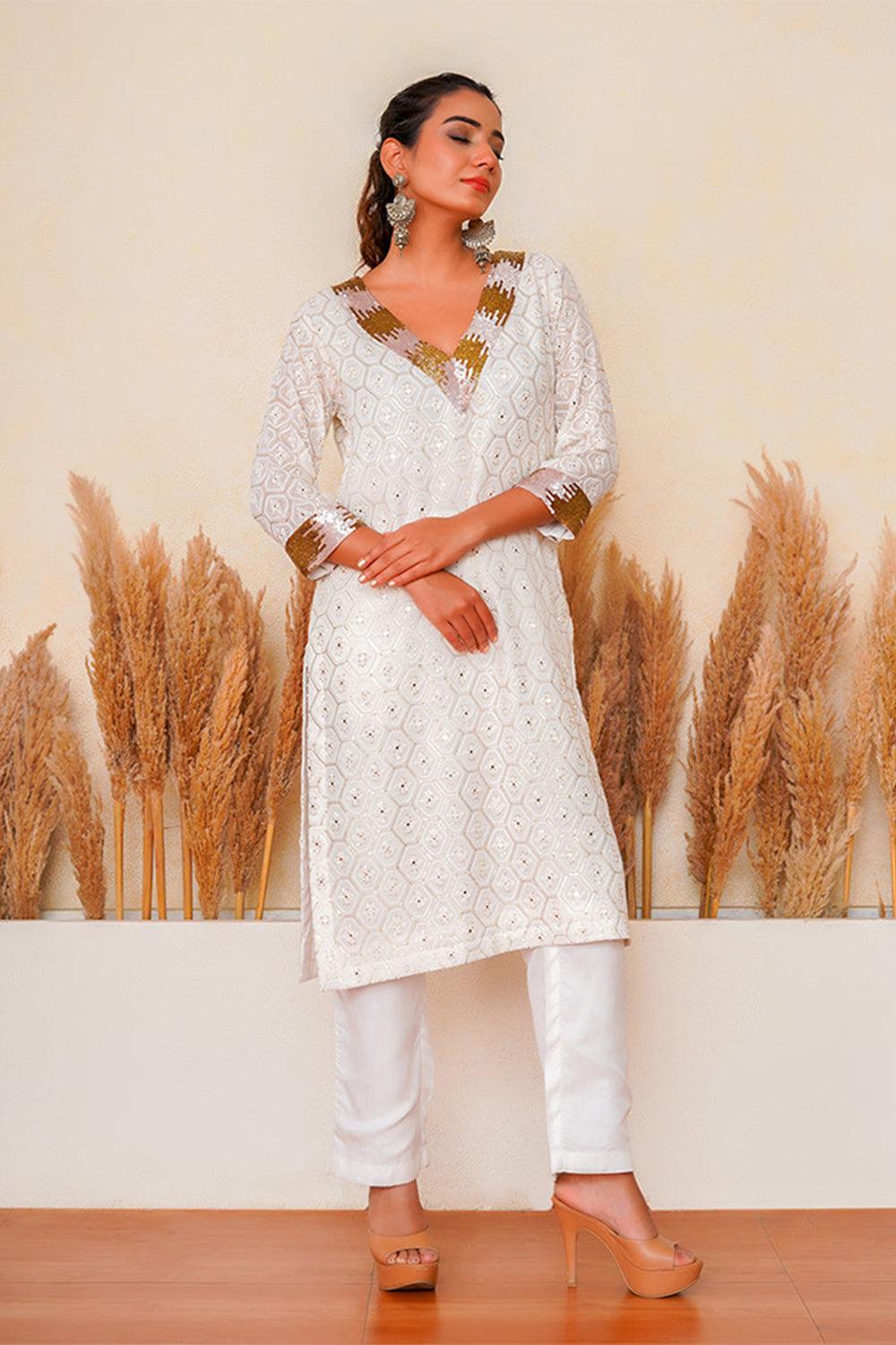 Ivory Setarah Kurta Set - Yuniku London