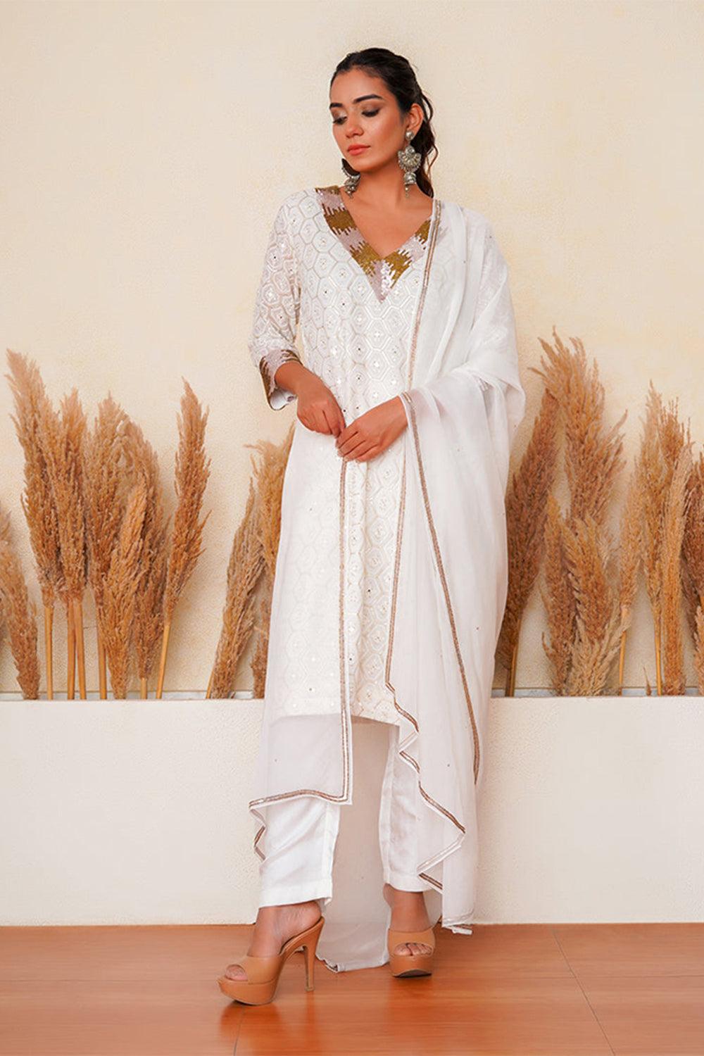 Ivory Setarah Kurta Set - Yuniku London