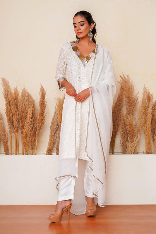 Ivory Setarah Kurta Set - Yuniku London