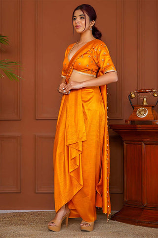 Moutarde Drape sari - Yuniku London