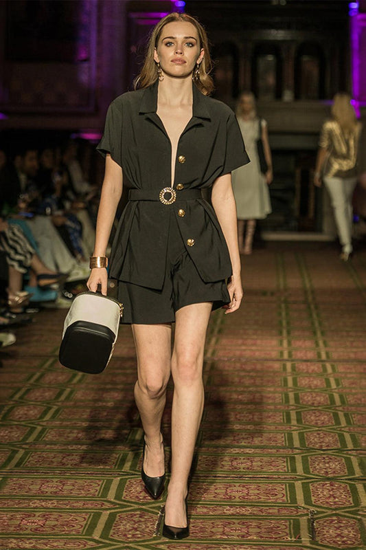 Black Jacket And Shorts Set - Yuniku London