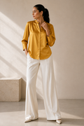 Gold Yellow Silk Satin Shirt