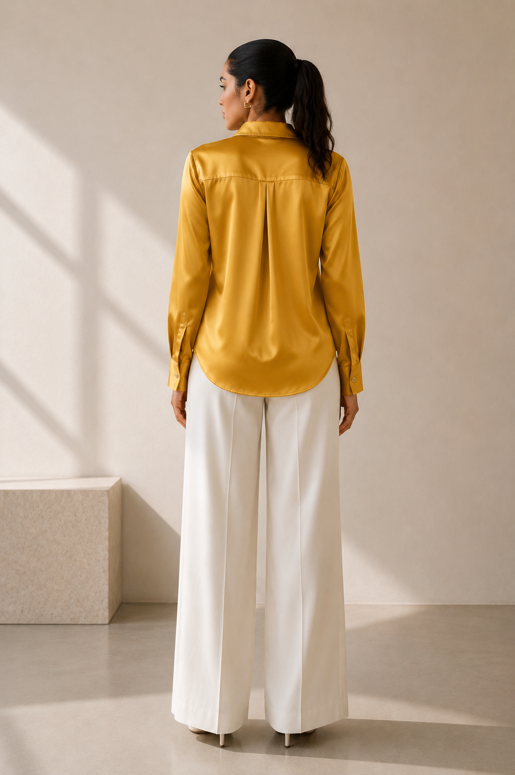 Silk Satin Shirt Classic Collar