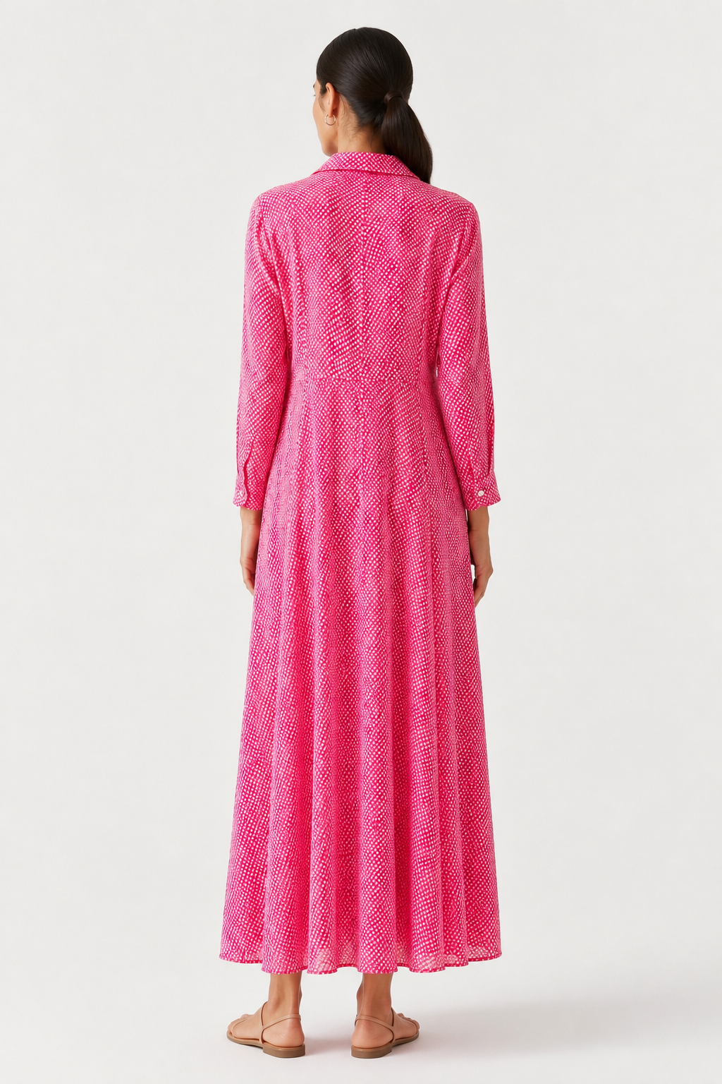 Pink Silk Maxi Shirt Dress