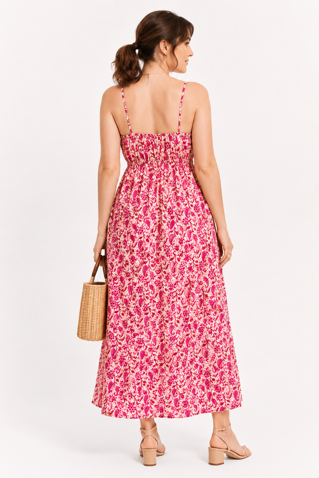 Fuschia Paisley Summer Maxi Dress