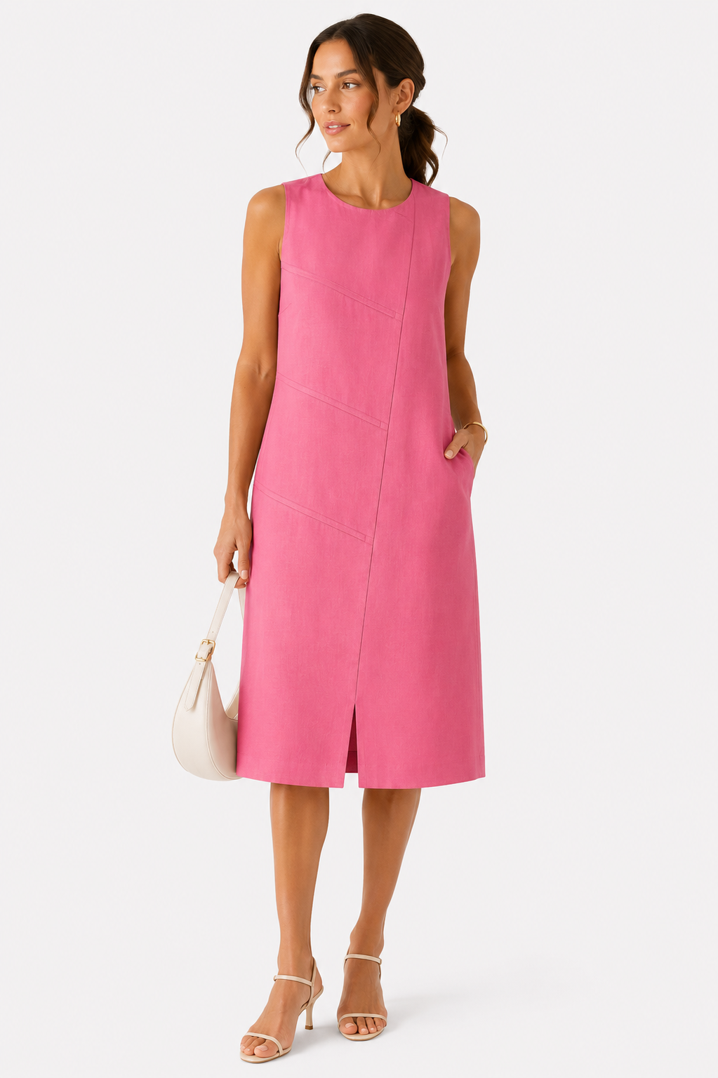 Pink Linen A-Line Shift Dress