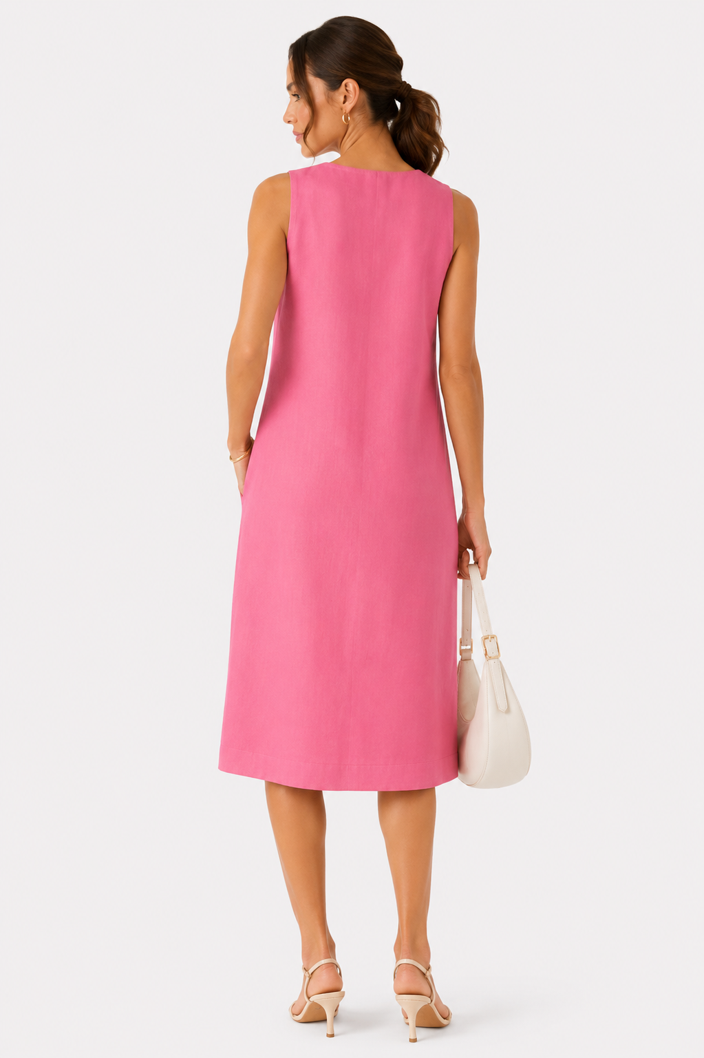Pink Linen A-Line Shift Dress