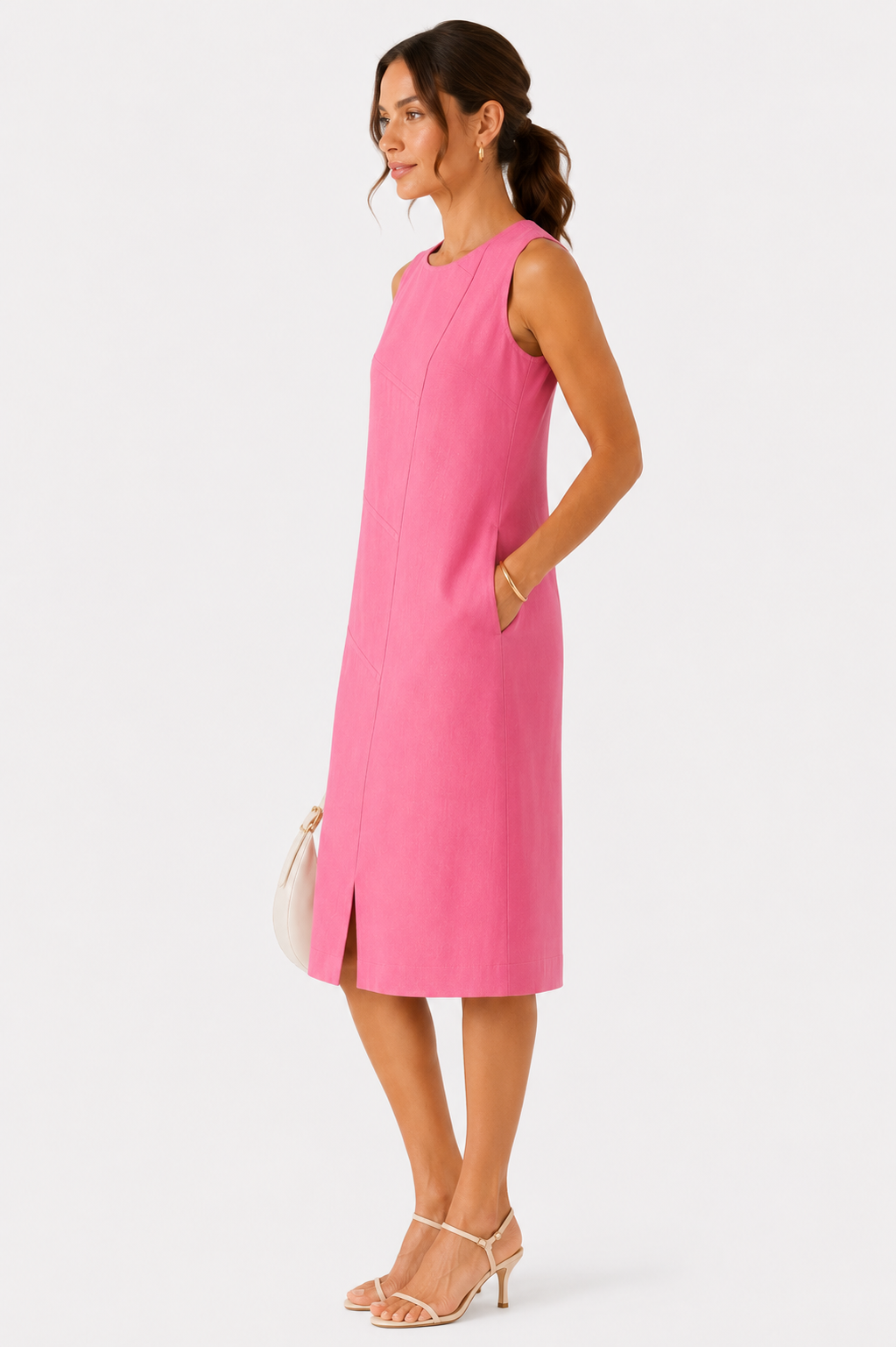 Pink Linen A-Line Shift Dress