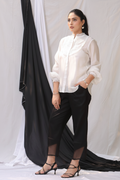 Ivory Silk Organza Pintuck Shirt