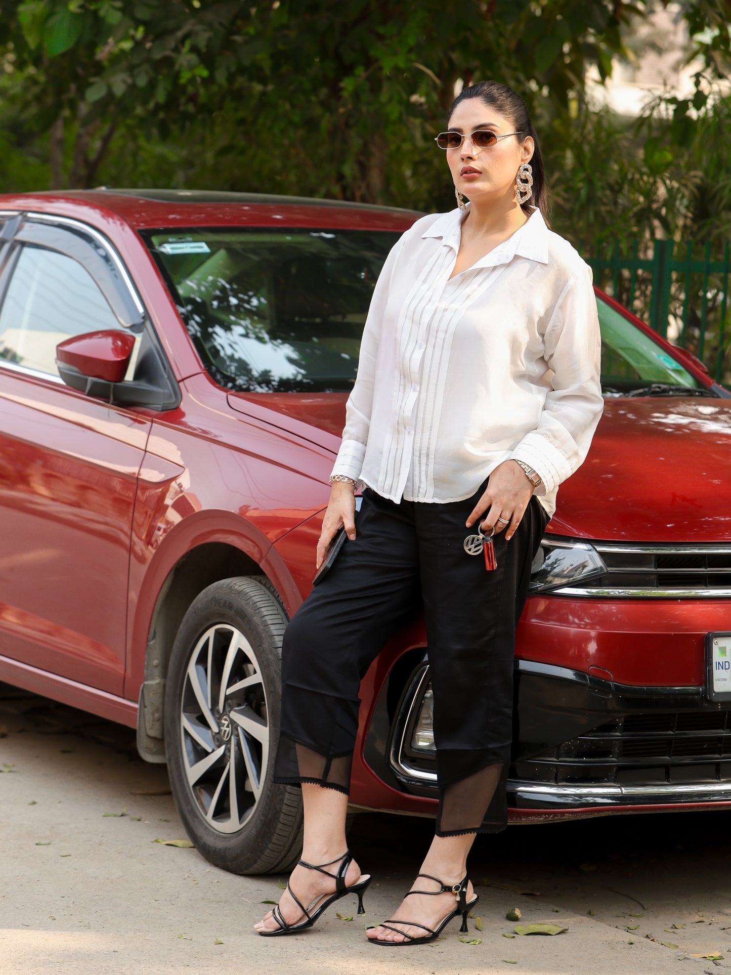 Ivory Silk Box Pleat Shirt