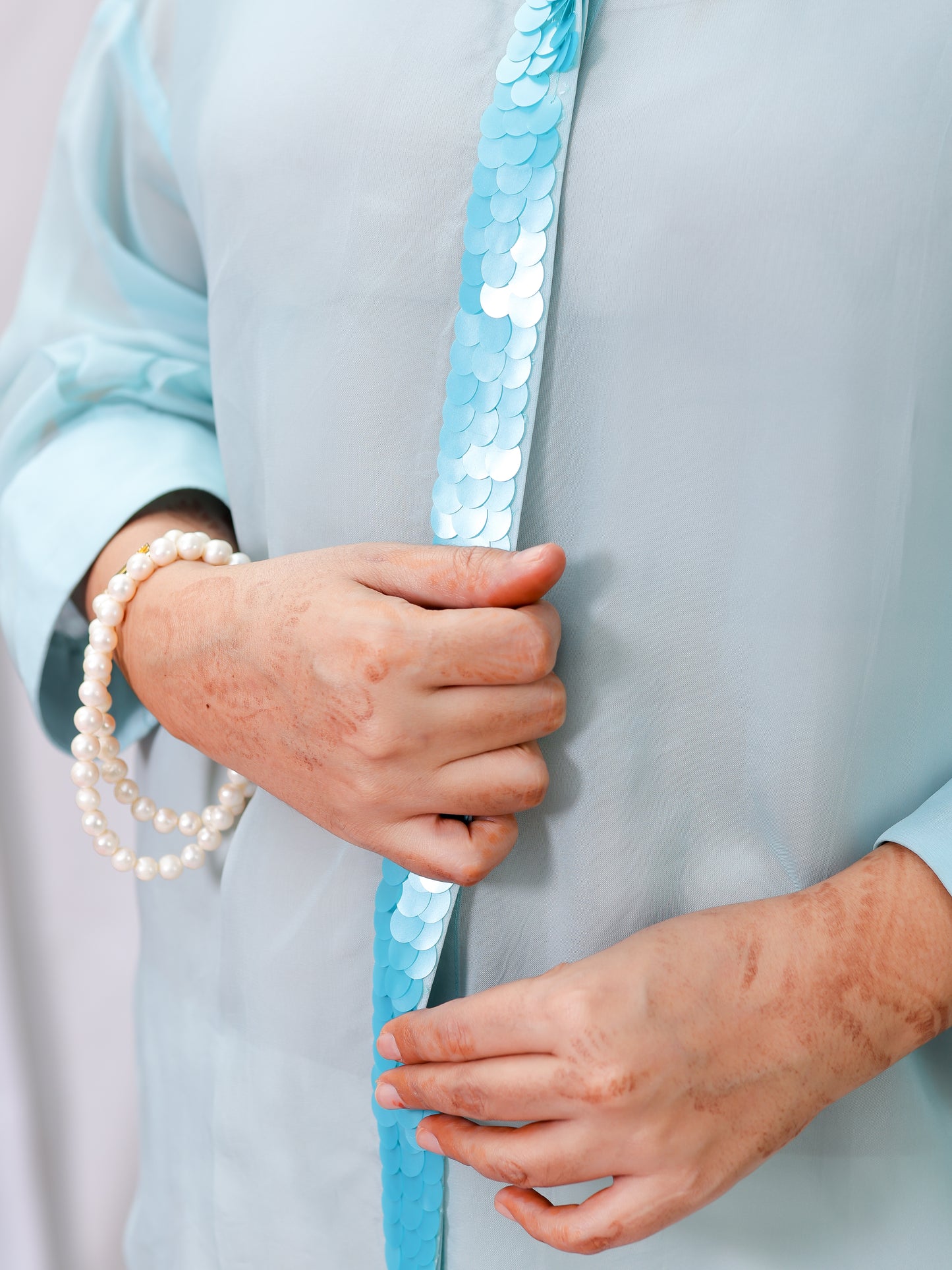 Sea Blue Embroidered Shirt