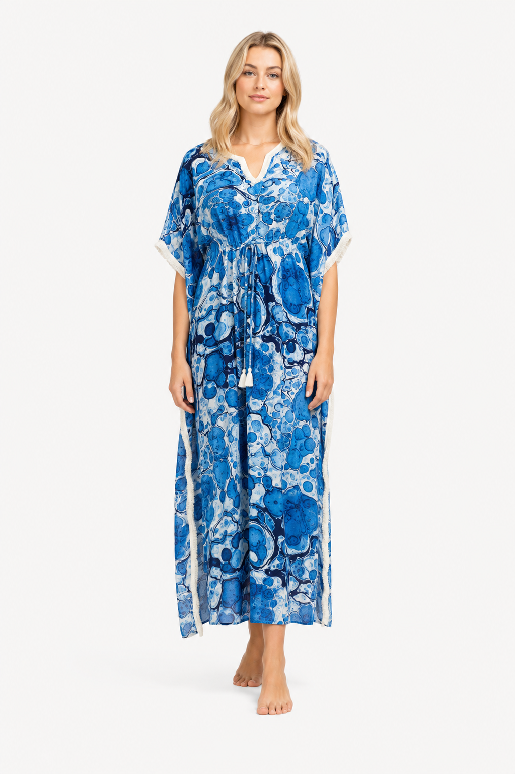 Aqua Blue Kaftan Maxi Dress