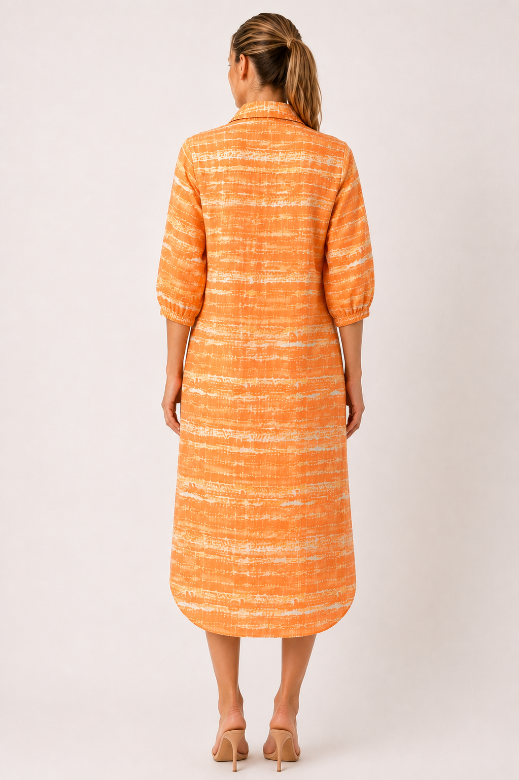 Hand-Embellished Cotton Midi Shirt Dress