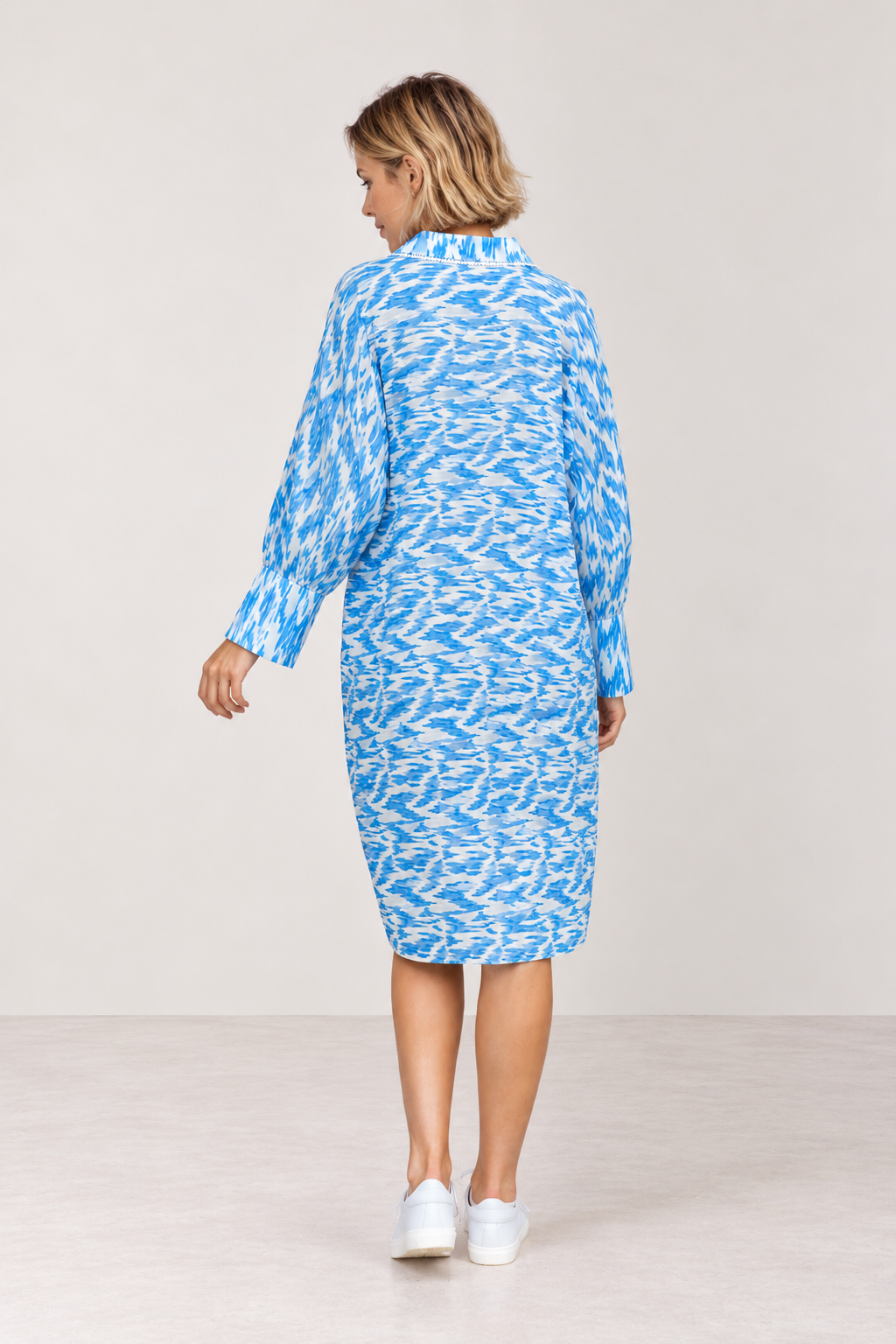 Blue Ikat Shirt Dress | Handwoven Cotton