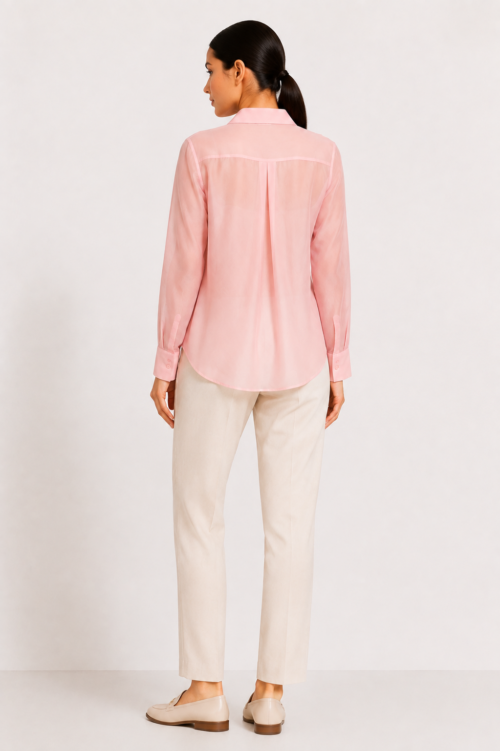 Rose Pink Organza Sequined Shirt