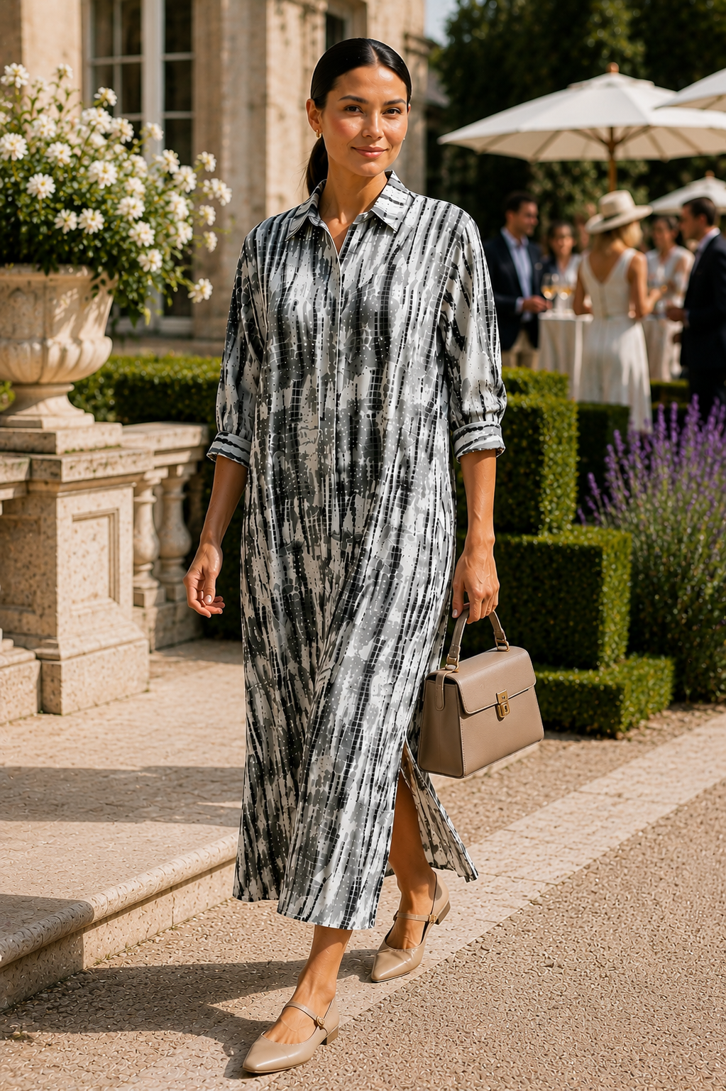 Luxury Craft Print Midi Shirt Dress