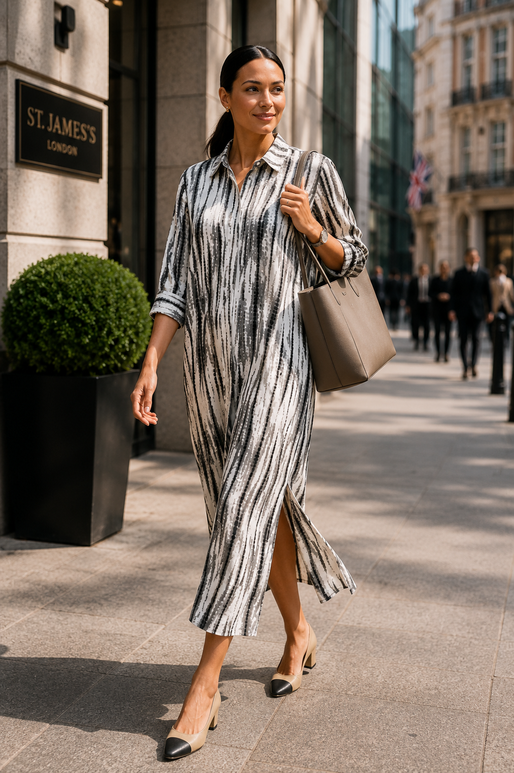 Luxury Craft Print Midi Shirt Dress