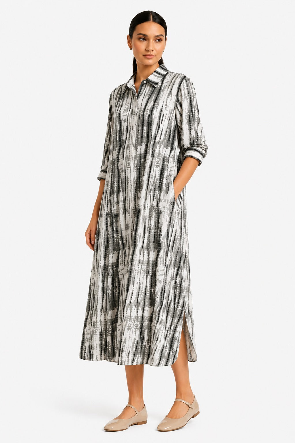 Luxury Craft Print Midi Shirt Dress