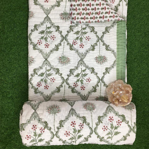 handblock paradise Garden Reversible Quilt - Yuniku London
