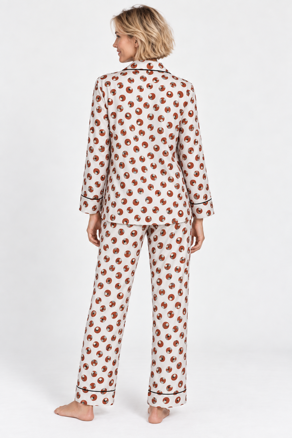 Chestnut Brown Printed Pyjama Set | Women's Cotton Loungewear